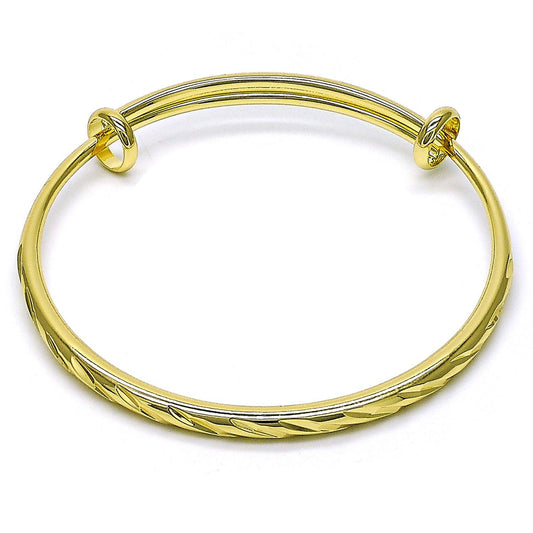 Oro Laminado Individual Bangle, Gold Filled Style Diamond Cutting Finish
