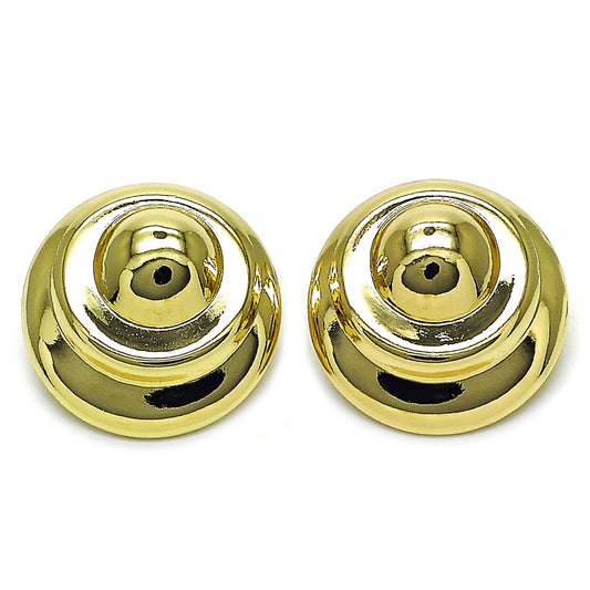 Oro Laminado Stud Earring, Gold Filled Style Hollow Design, Polished, Golden Finish