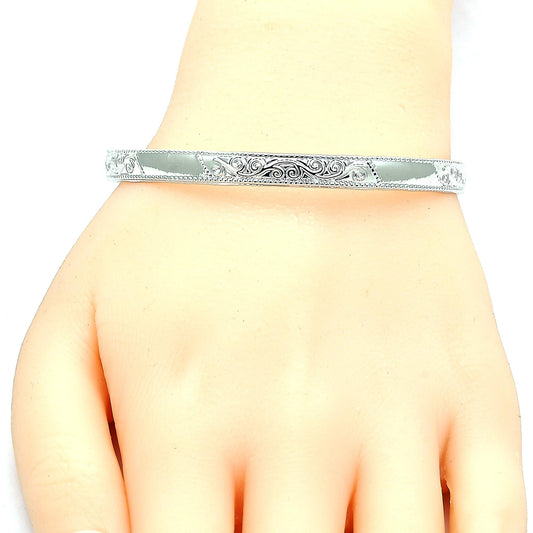 Rhodium Plated Individual Bangle, Polished, Rhodium Finish