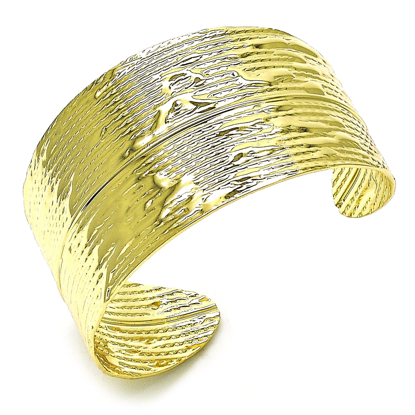 Oro Laminado Individual Bangle, Gold Filled Style Leaf Design, Polished, Golden Finish