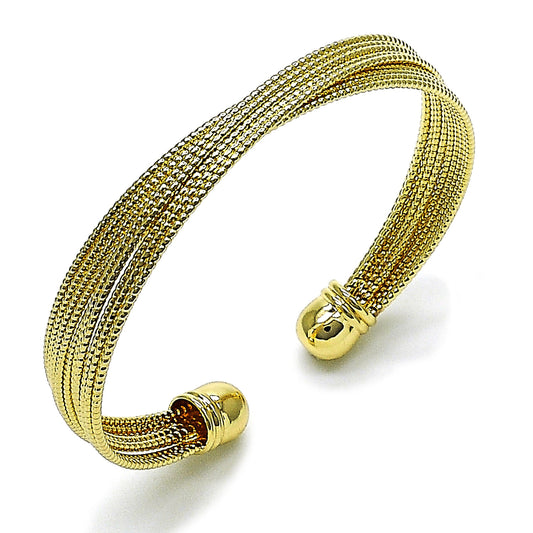 Oro Laminado Individual Bangle, Gold Filled Style Diamond Cutting Finish