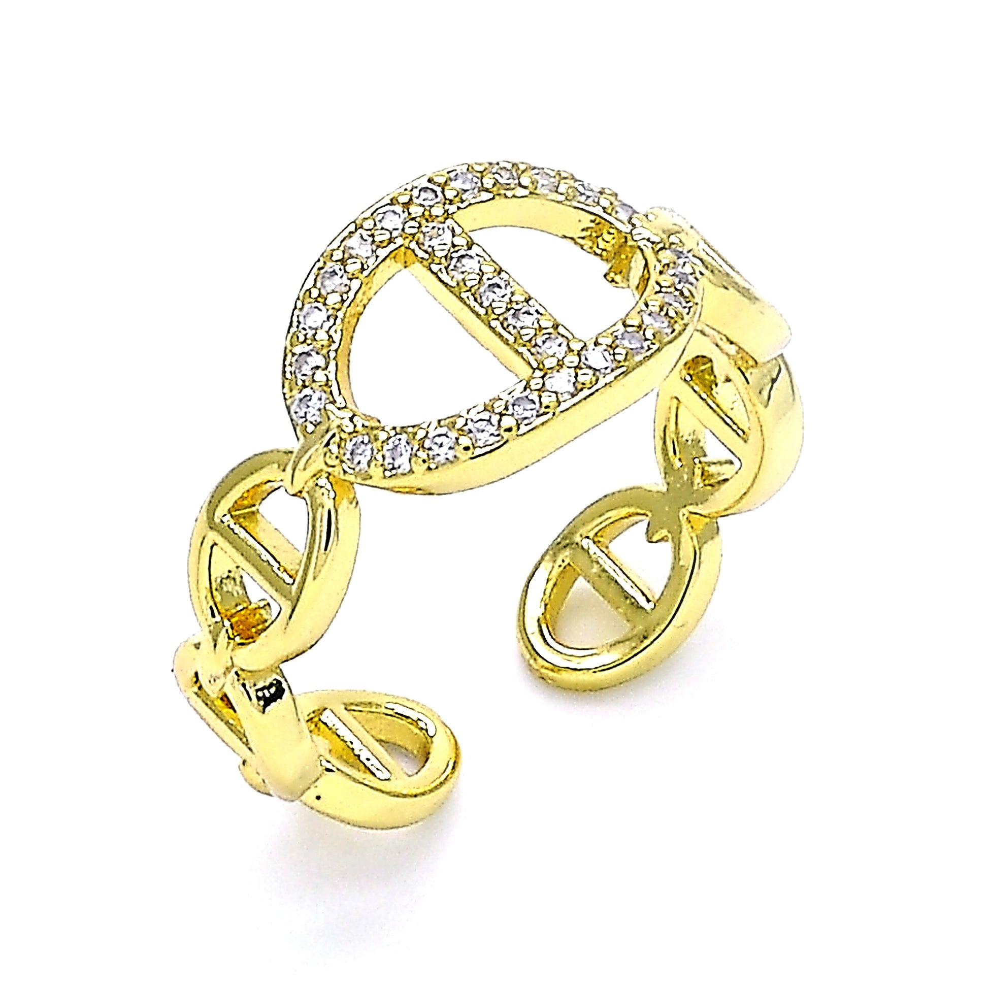 Oro Laminado Multi Stone Ring, Gold Filled Style with White Micro Pave, Polished, Golden Finish