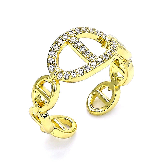 Oro Laminado Multi Stone Ring, Gold Filled Style with White Micro Pave, Polished, Golden Finish