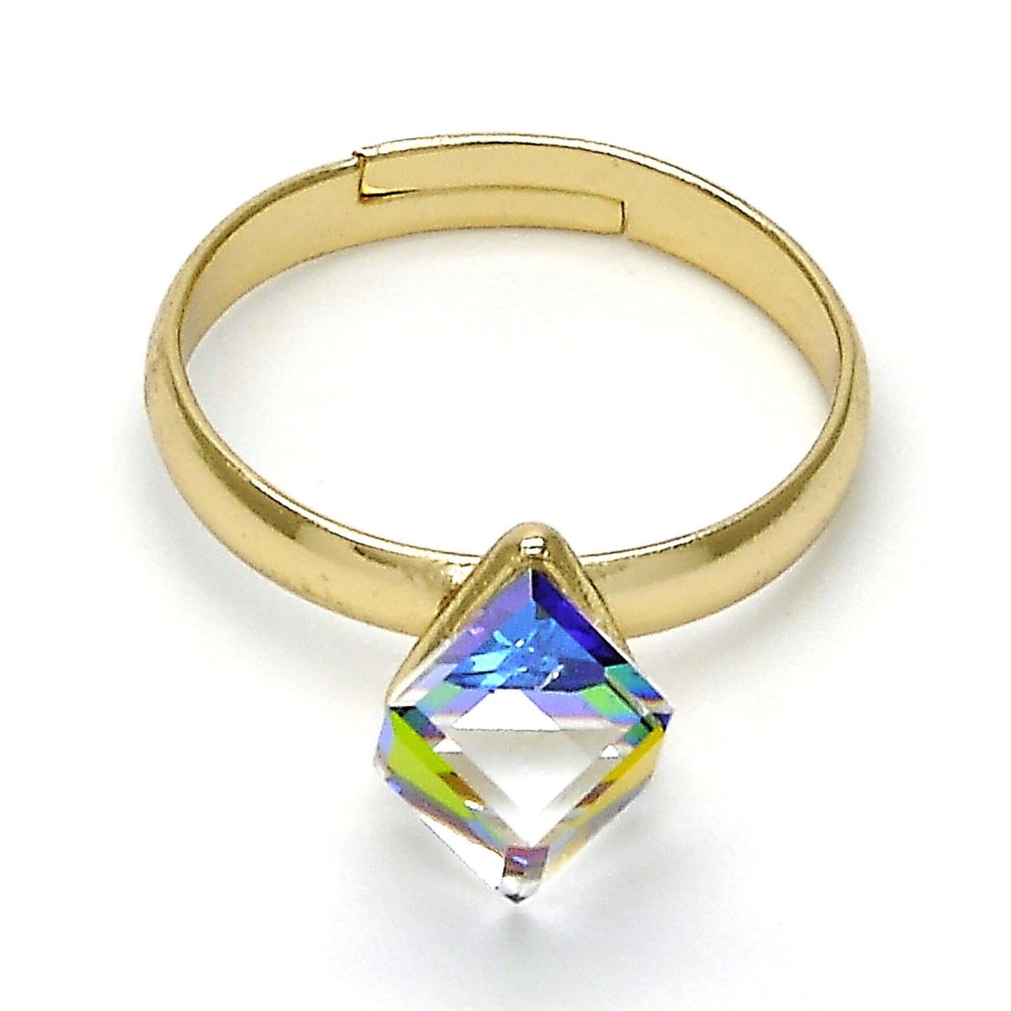 Oro Laminado Multi Stone Ring, Gold Filled Style with Vitrail Light Swarovski Crystals, Polished, Golden Finish
