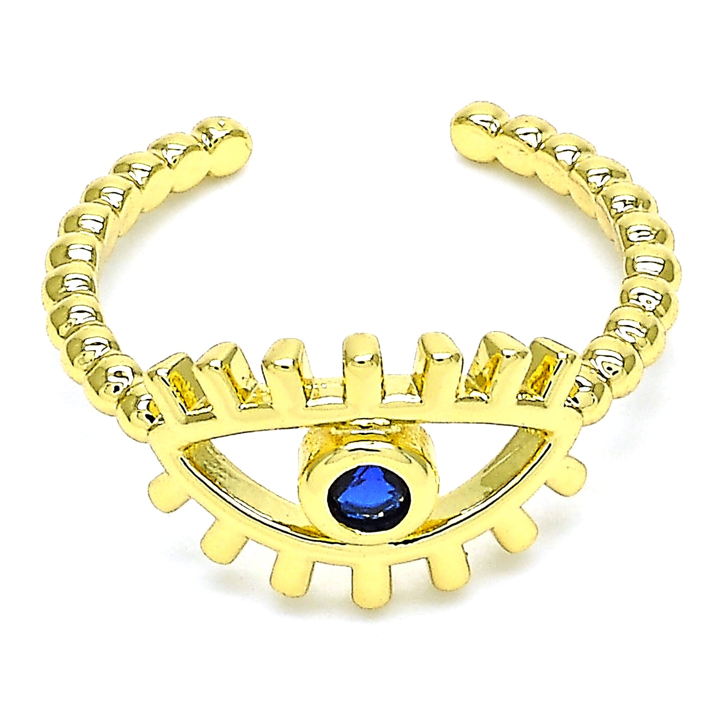 Oro Laminado Multi Stone Ring, Gold Filled Style with Sapphire Blue Cubic Zirconia, Polished, Golden Finish