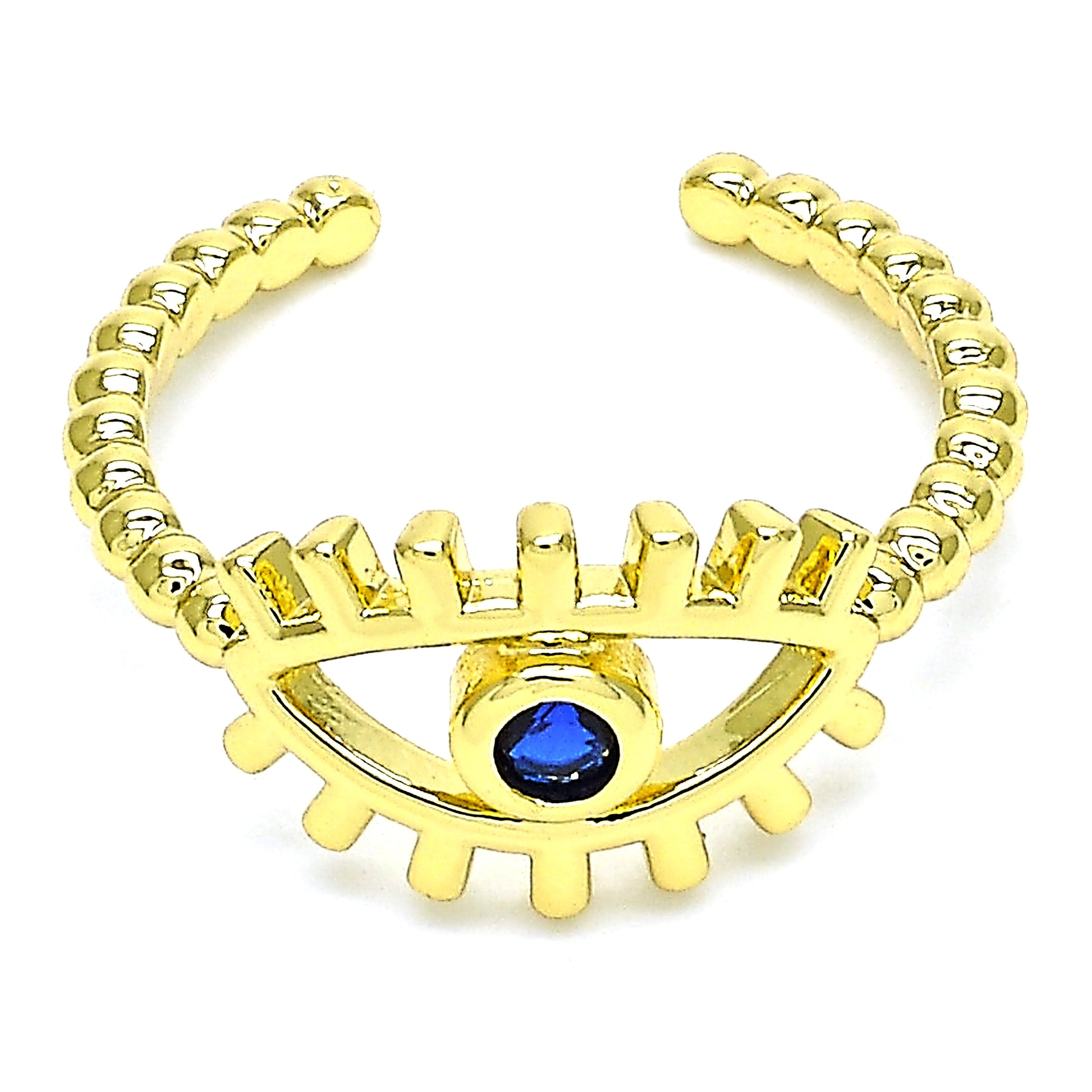 Oro Laminado Multi Stone Ring, Gold Filled Style with Sapphire Blue Cubic Zirconia, Polished, Golden Finish