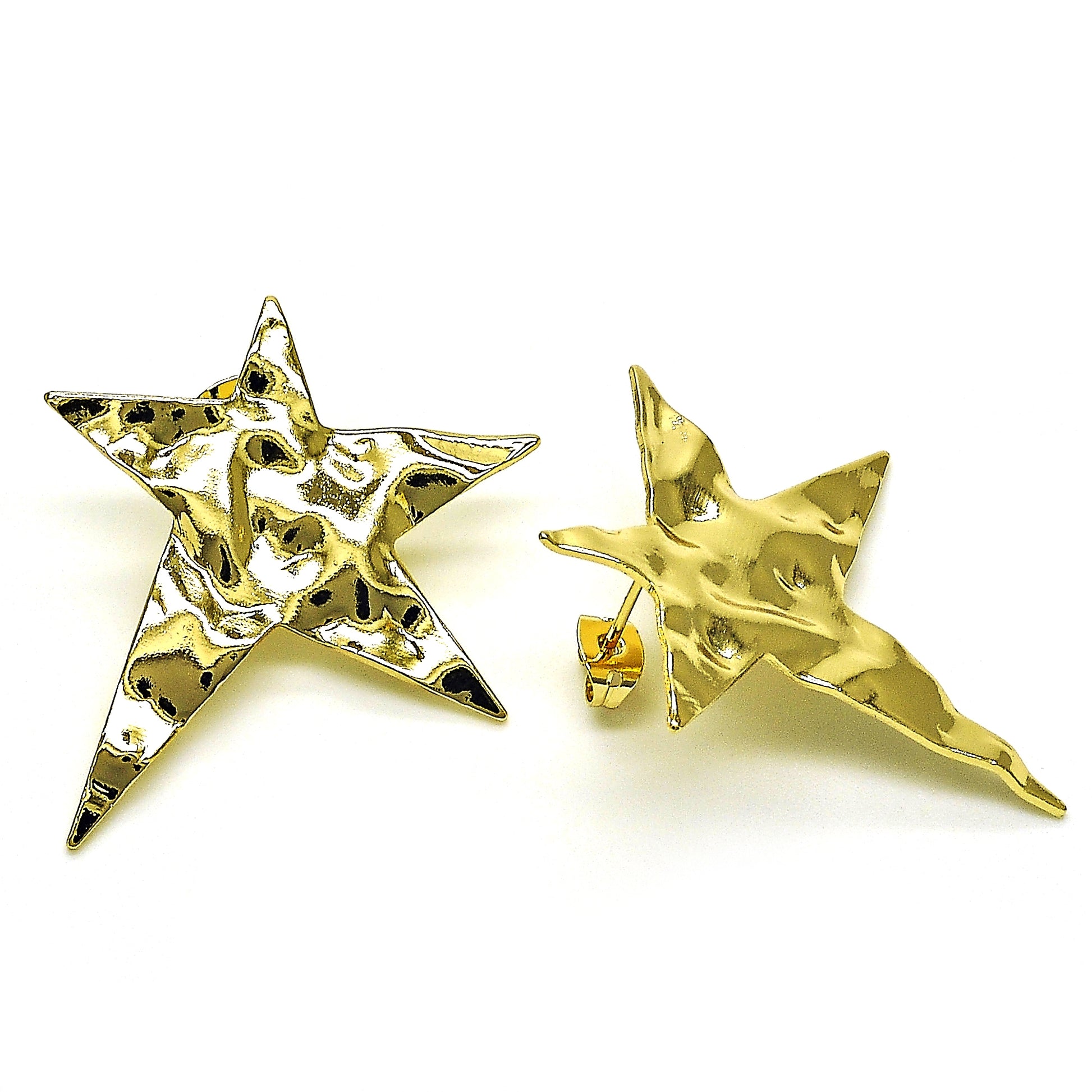 Oro Laminado Stud Earring, Gold Filled Style Star Design, Polished, Golden Finish