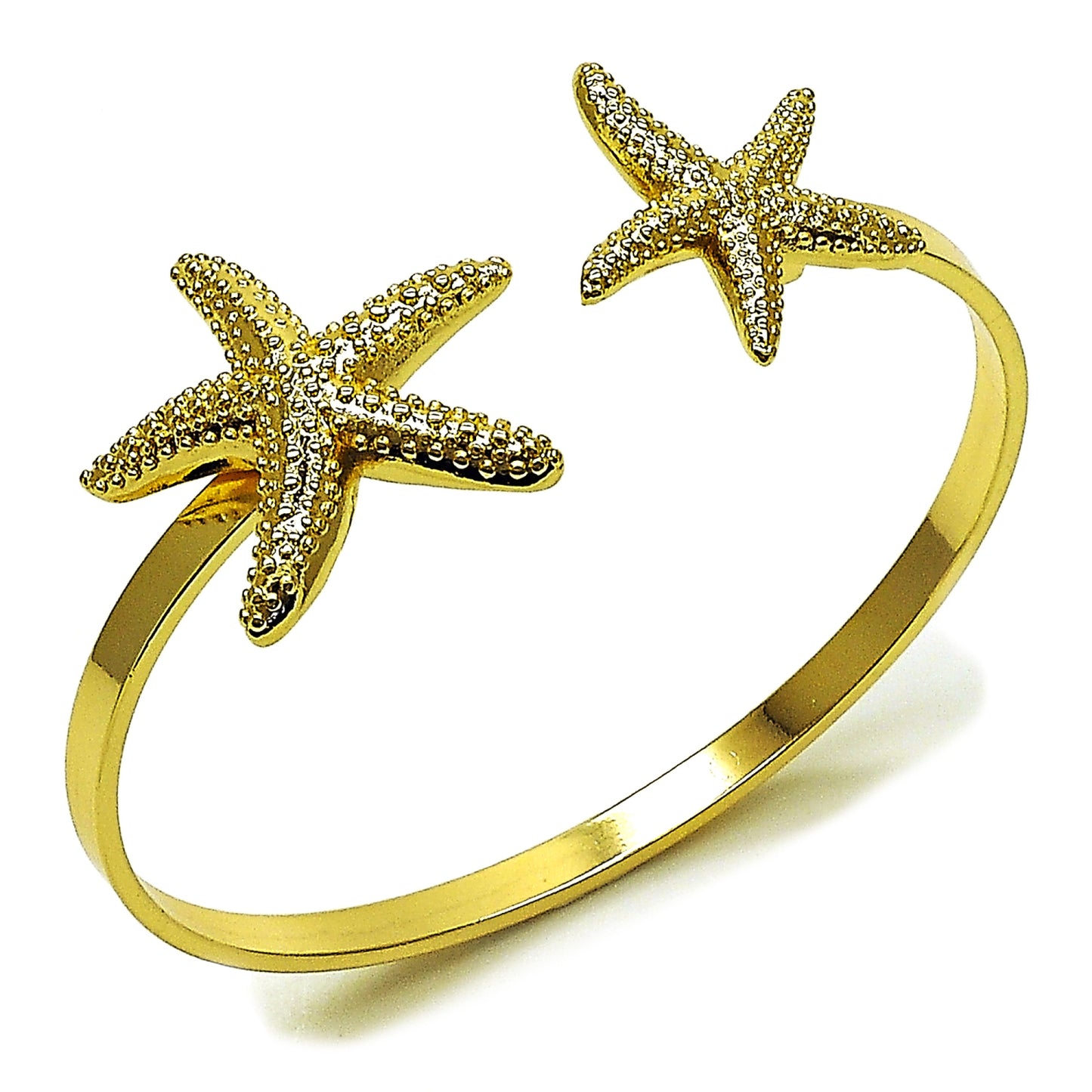 Gold Plated Gold Filled Oro Laminado Oro Laminado Individual Bangle, Gold Filled Style Star Design, Diamond Cutting 