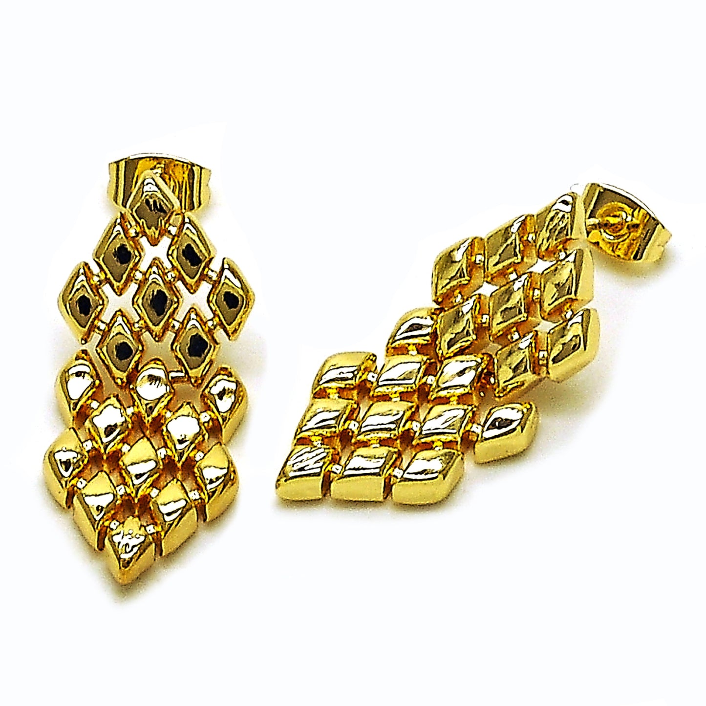 Oro Laminado Stud Earring, Gold Filled Style Polished, Golden Finish