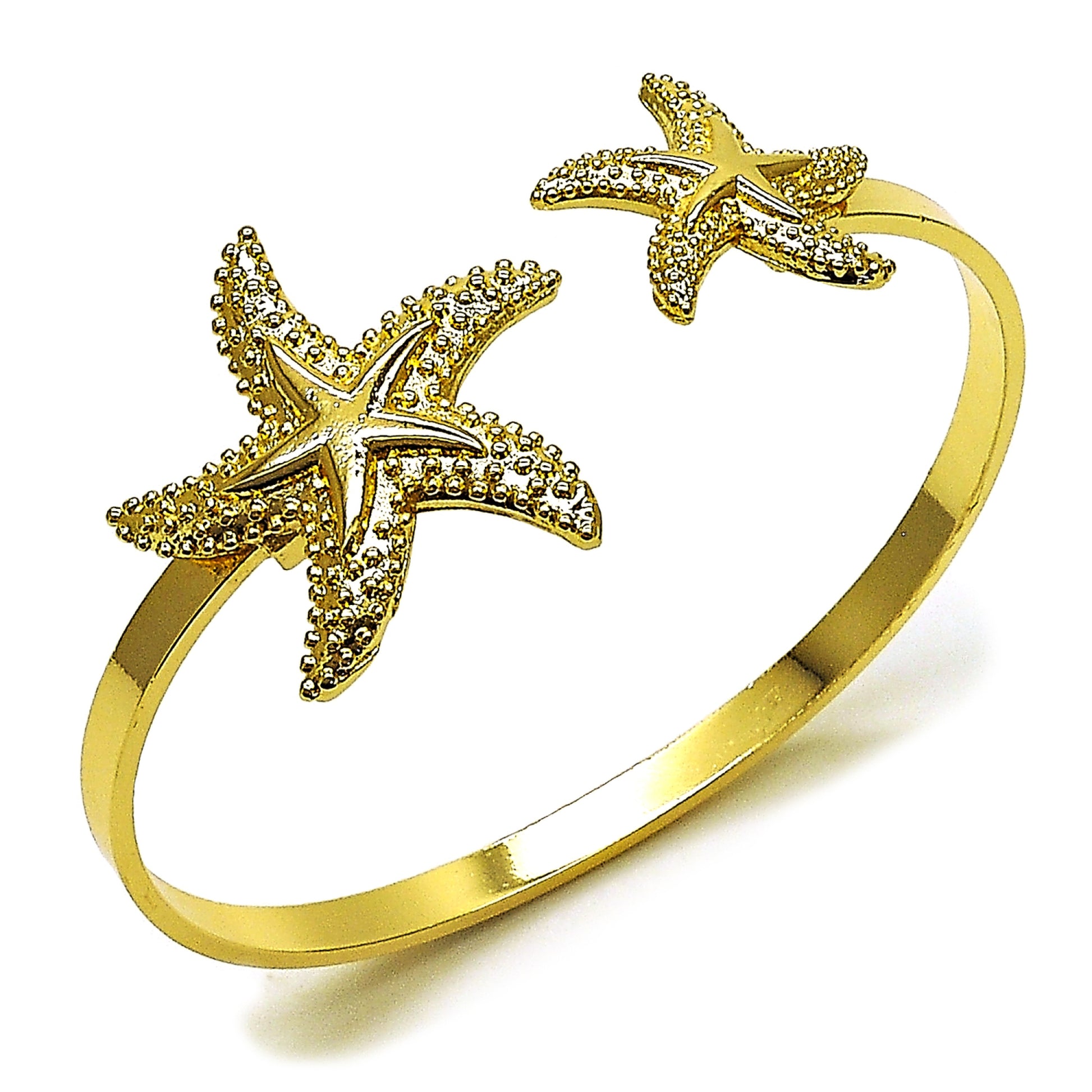 Gold Plated Gold Filled Oro Laminado Oro Laminado Individual Bangle, Gold Filled Style Star Design, Polished, Golden 