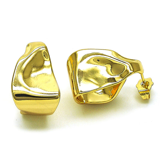 Oro Laminado Stud Earring, Gold Filled Style Polished, Golden Finish
