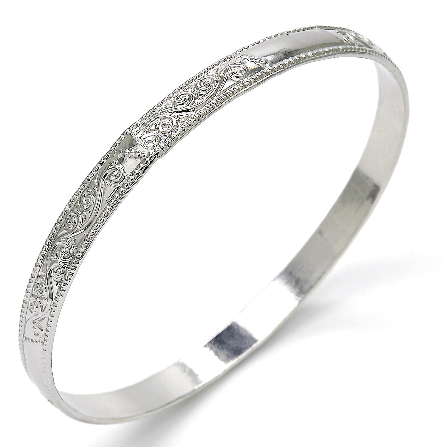 Rhodium Plated Individual Bangle, Polished, Rhodium Finish