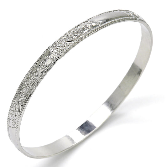 Rhodium Plated Individual Bangle, Polished, Rhodium Finish