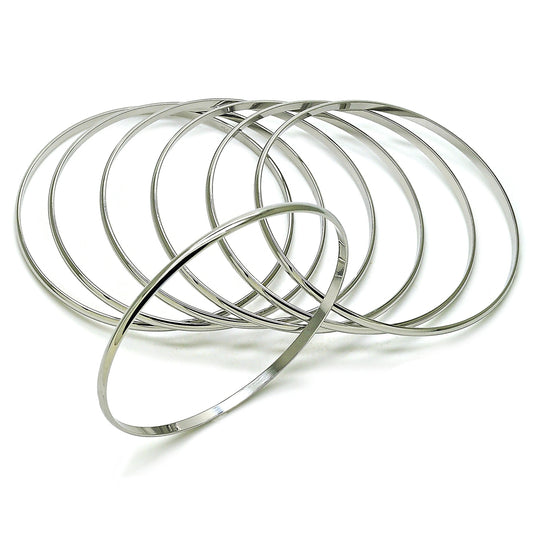 Rhodium Plated Semanario Bangle, Polished, Rhodium