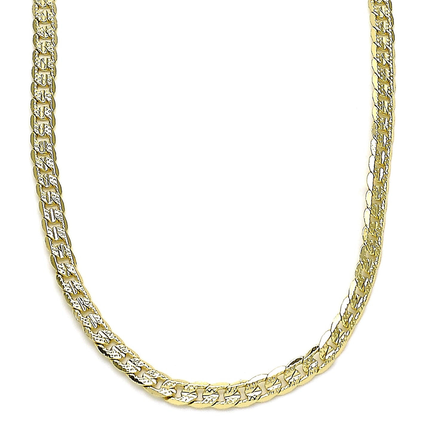 Oro Laminado Basic Necklace, Gold Filled Style Curb Design, Polished, Golden Finish