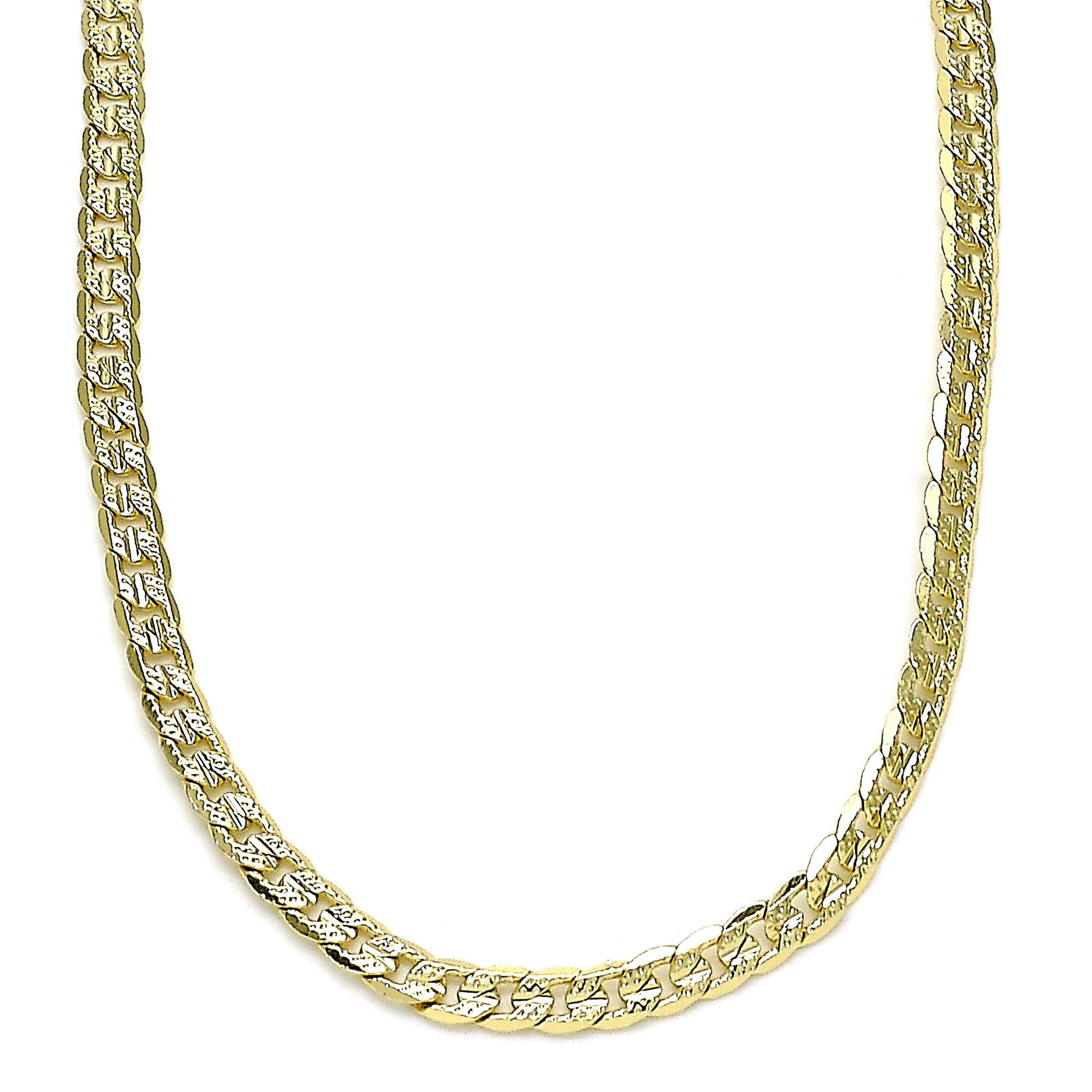 Oro Laminado Basic Necklace, Gold Filled Style Curb Design, Polished, Golden Finish