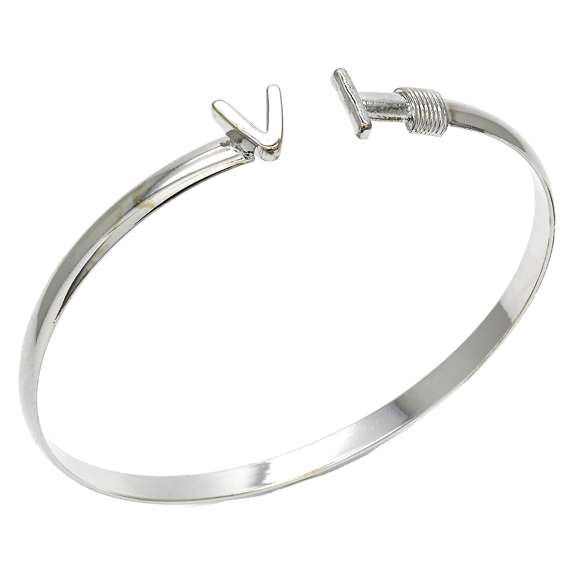 Rhodium Plated Individual Bangle, Polished, Rhodium Finish