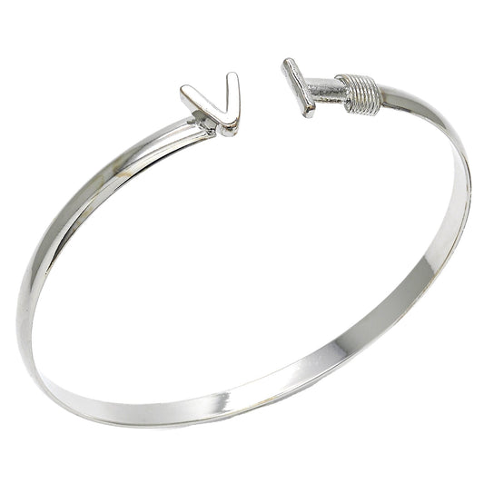 Rhodium Plated Individual Bangle, Polished, Rhodium Finish