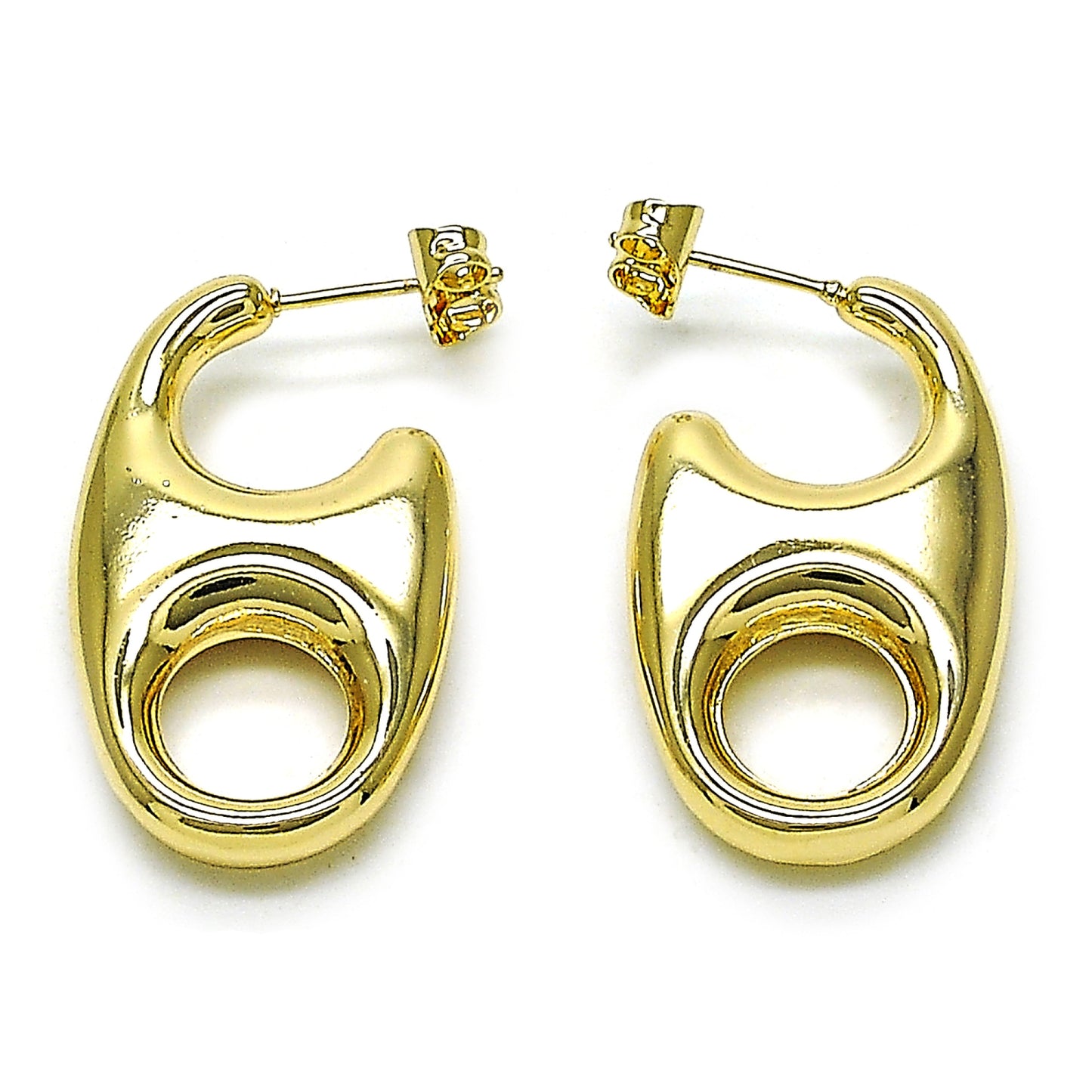 Oro Laminado Stud Earring, Gold Filled Style Chunky and Hollow Design, Polished, Golden Finish