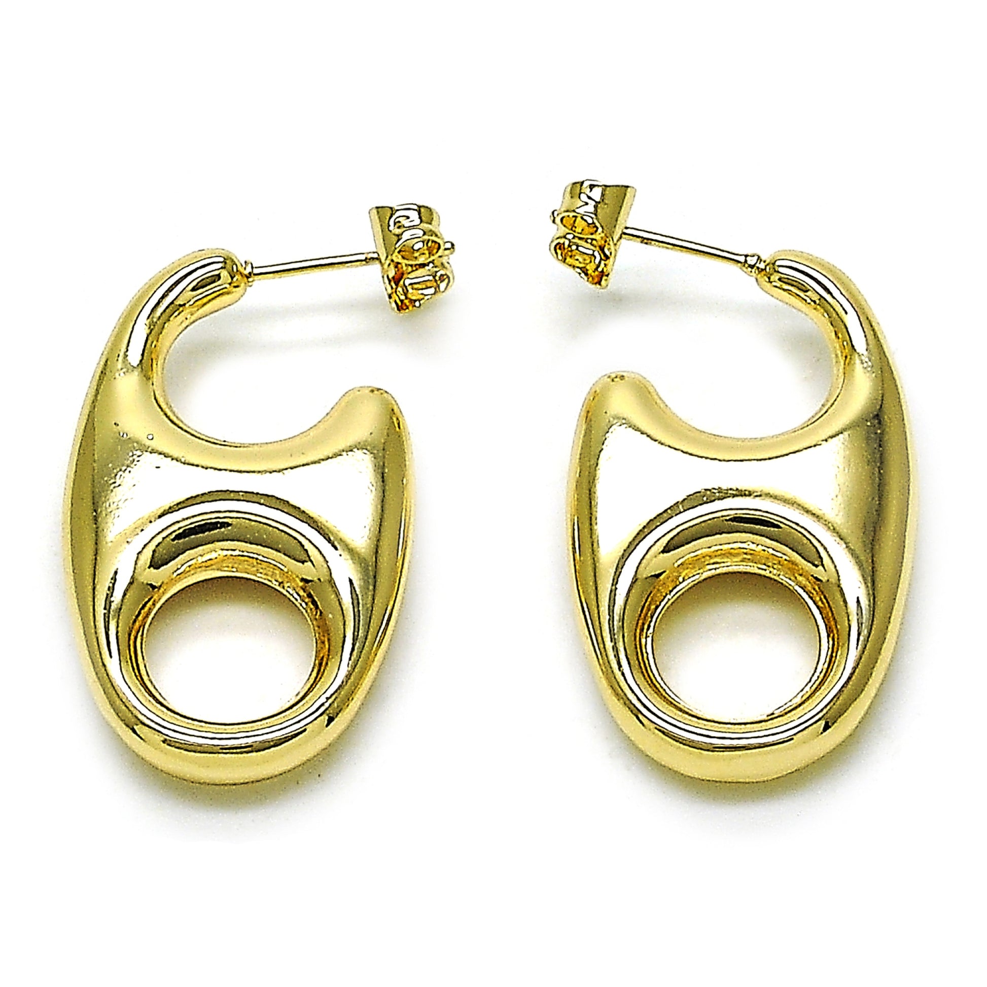 Oro Laminado Stud Earring, Gold Filled Style Chunky and Hollow Design, Polished, Golden Finish