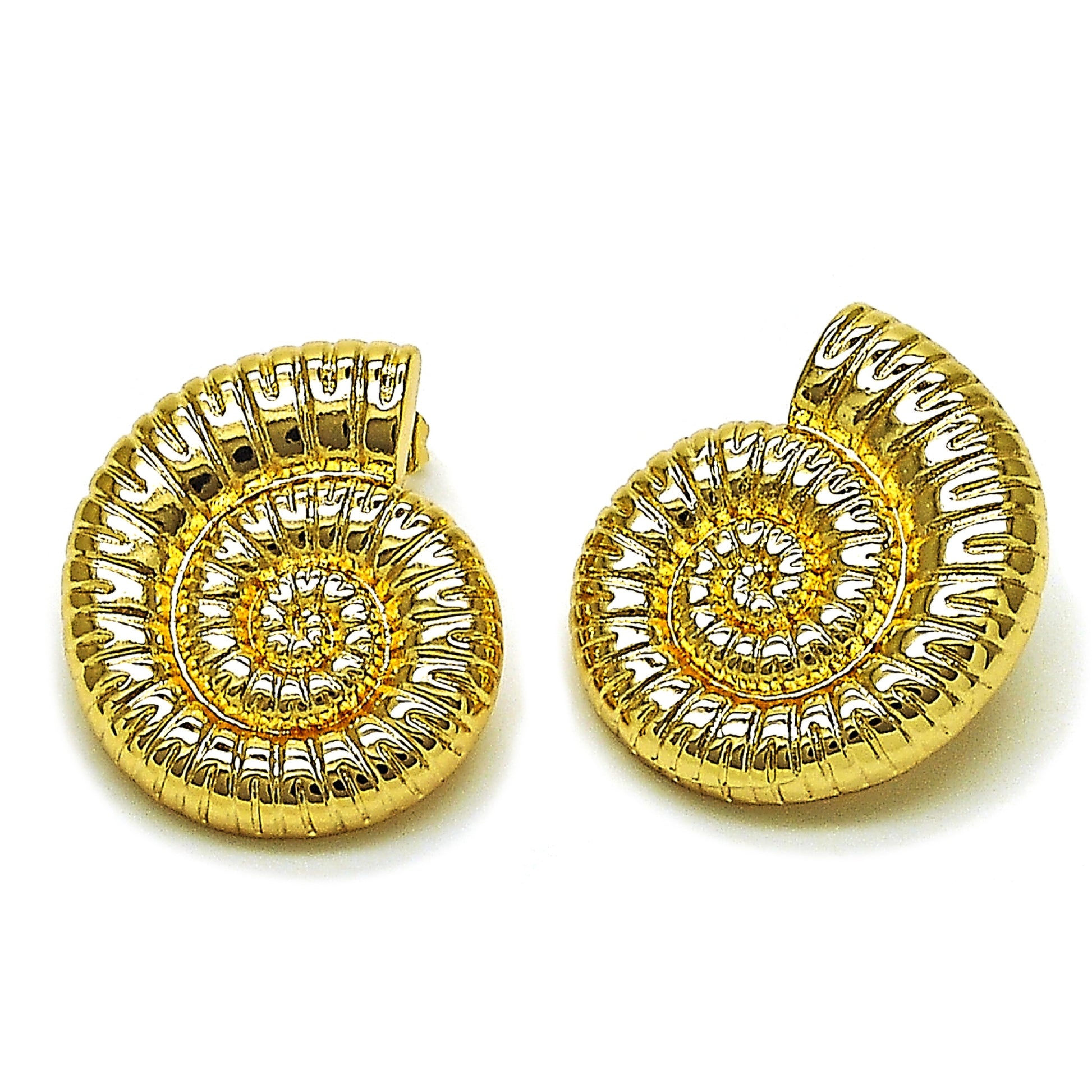 Oro Laminado Stud Earring, Gold Filled Style Snail Design, Polished, Golden Finish