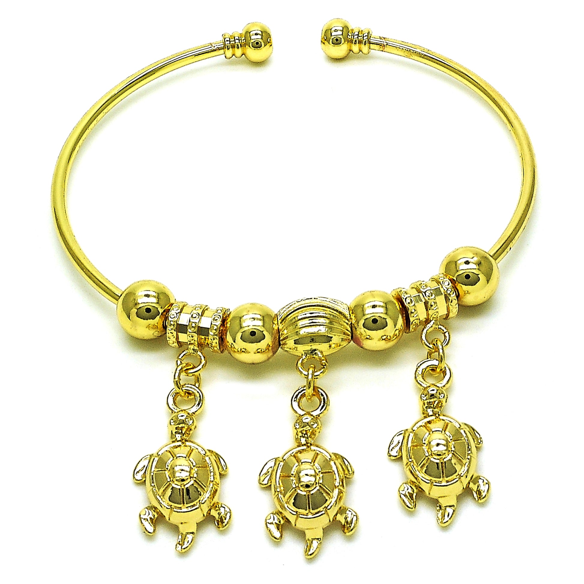 Oro Laminado Individual Bangle, Gold Filled Style Turtle Design, Polished, Golden Finish
