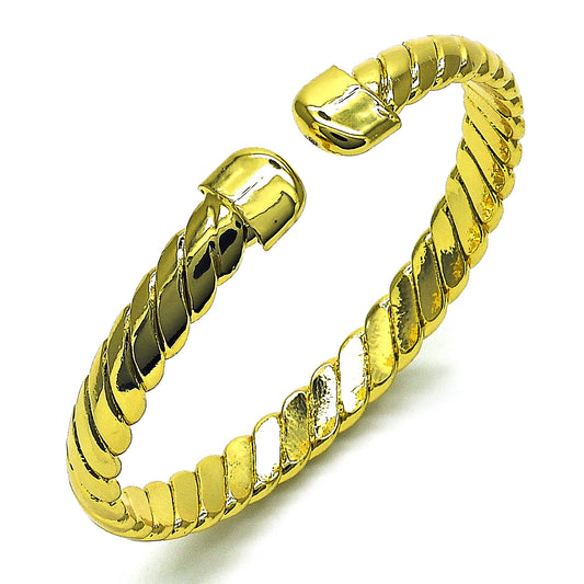 Oro Laminado Individual Bangle, Gold Filled Style Diamond Cutting Finish