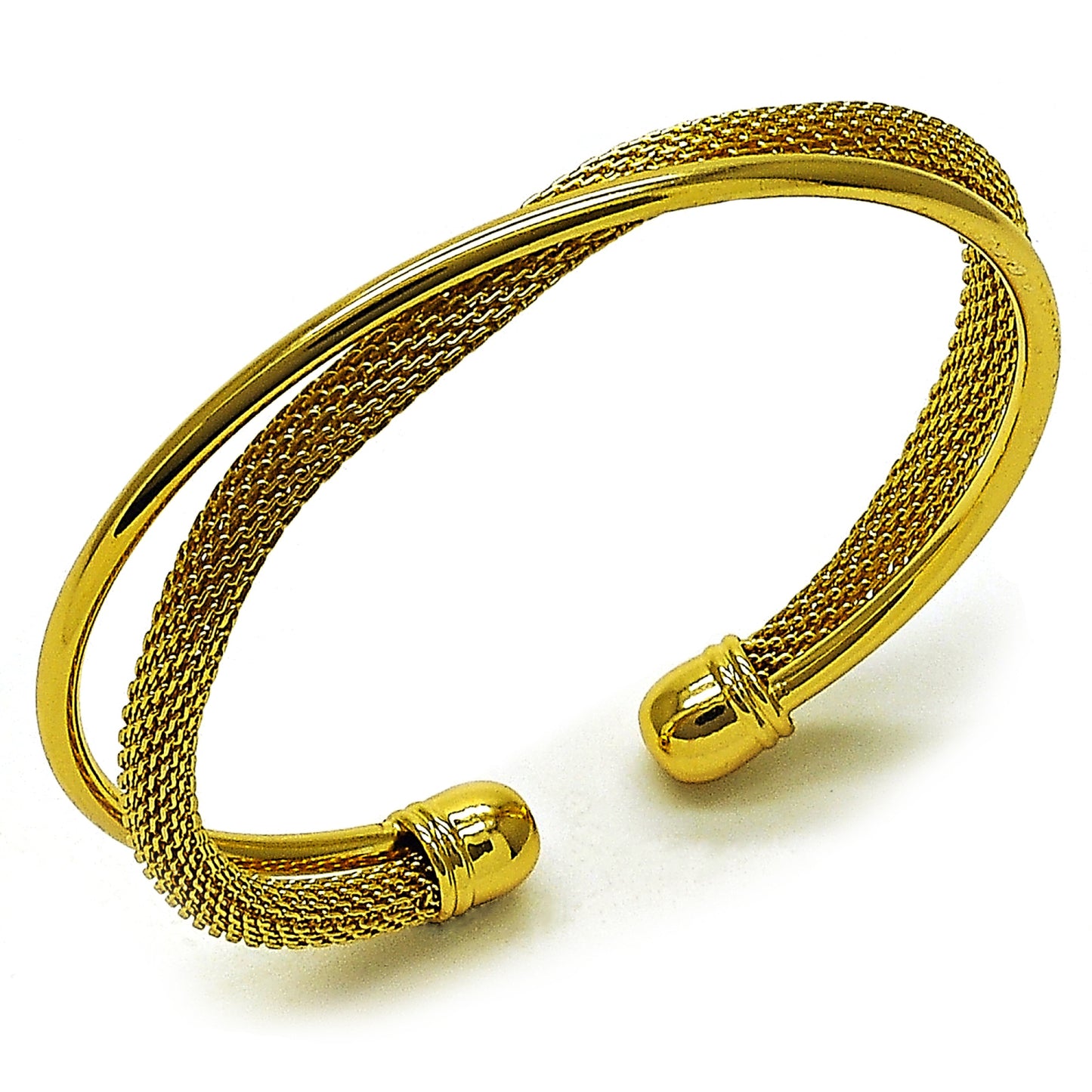 Oro Laminado Individual Bangle, Gold Filled Style Filigree Design, Polished, Golden Finish