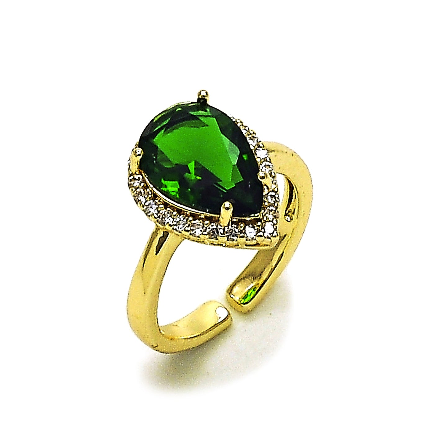 Gold Plated Gold Filled Oro Laminado Oro Laminado Multi Stone Ring, Gold Filled Style Teardrop and Cluster Design, Polished, Golden 