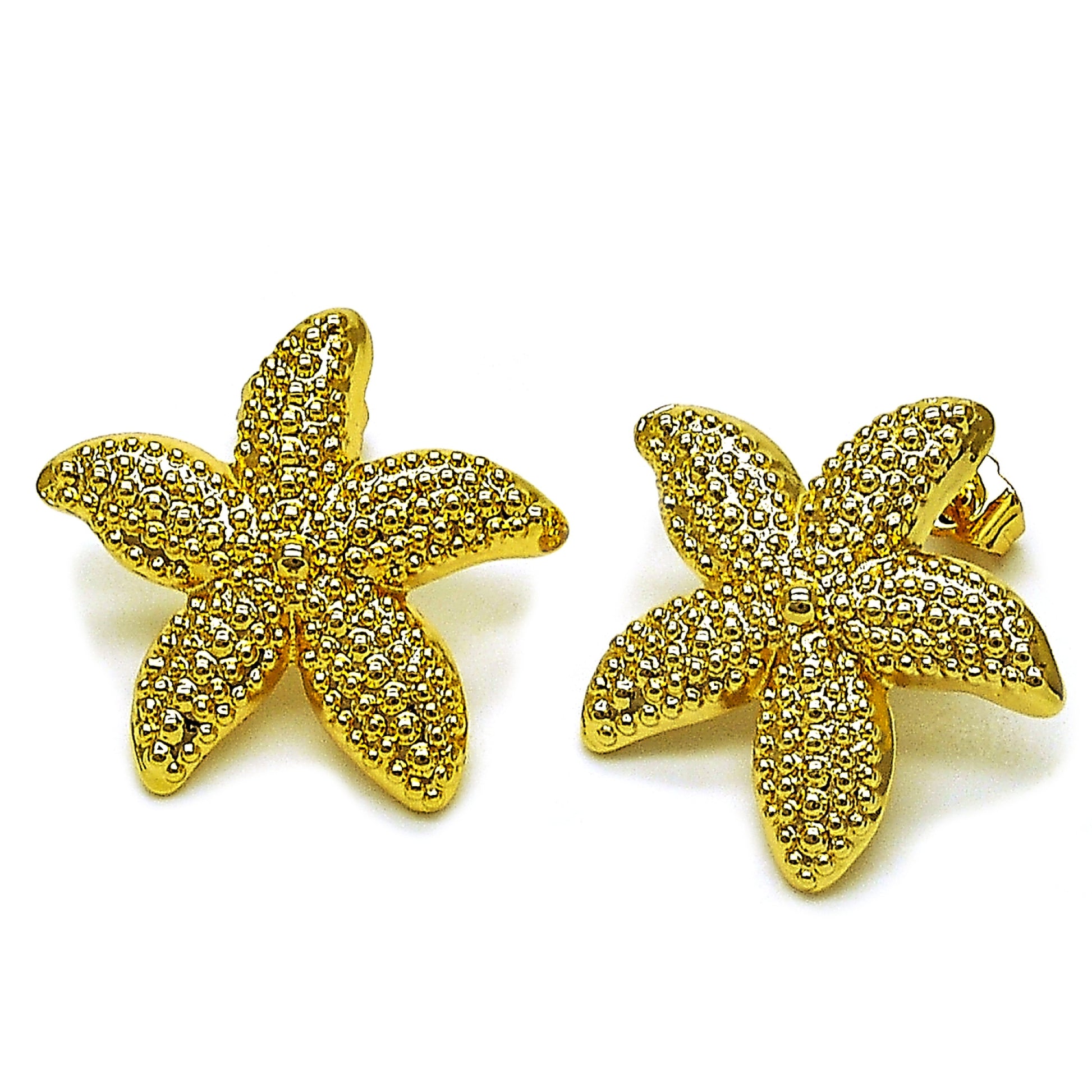 Oro Laminado Stud Earring, Gold Filled Style Star Design, Polished, Golden Finish