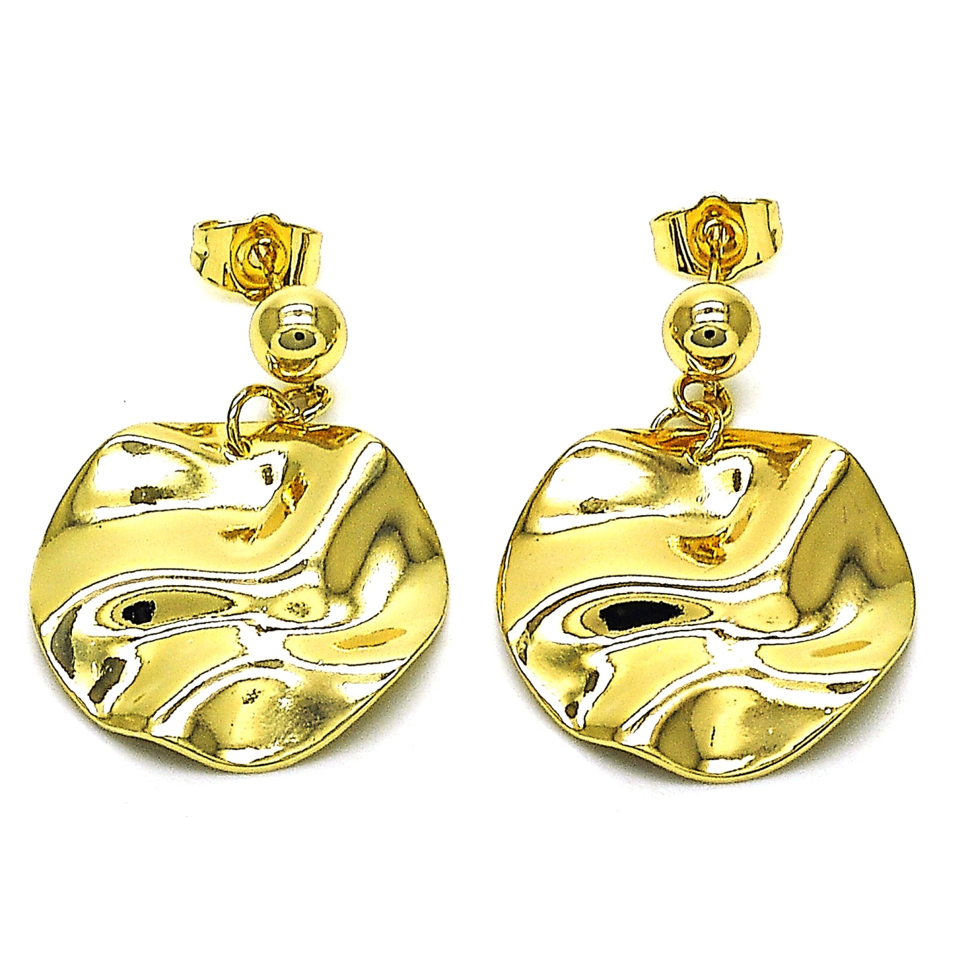 Oro Laminado Dangle Earring, Gold Filled Style Chunky Design, Polished, Golden Finish
