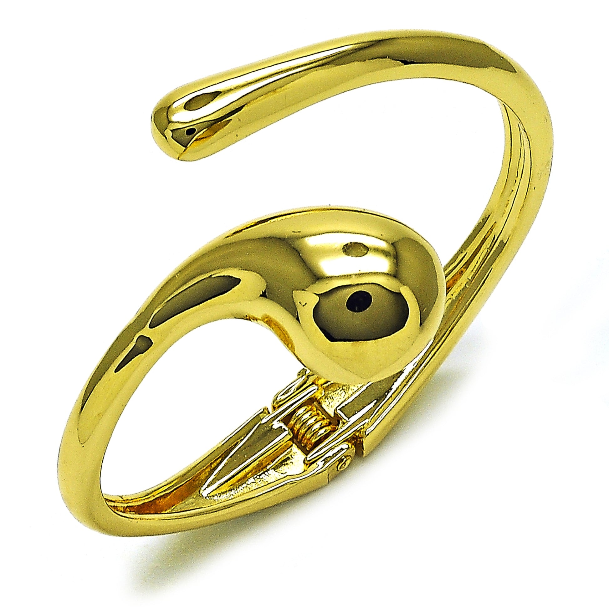Oro Laminado Individual Bangle, Gold Filled Style Teardrop Design, Polished, Golden Finish