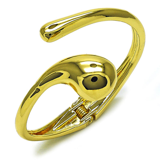 Oro Laminado Individual Bangle, Gold Filled Style Teardrop Design, Polished, Golden Finish