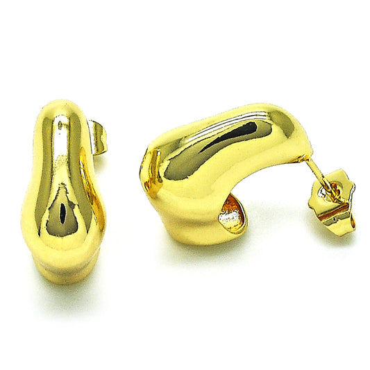 Oro Laminado Stud Earring, Gold Filled Style Chunky Design, Polished, Golden Finish