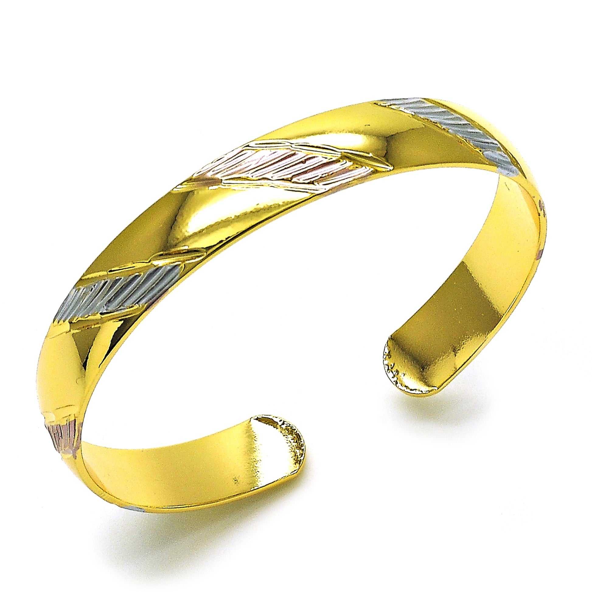 Oro Laminado Individual Bangle, Gold Filled Style Diamond Cutting Finish