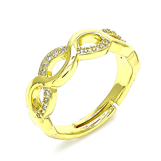 Oro Laminado Multi Stone Ring, Gold Filled Style with White Micro Pave, Polished, Golden Finish