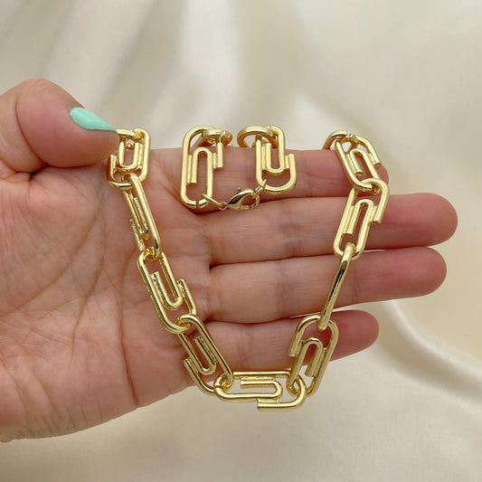 Oro Laminado Basic Necklace, Gold Filled Style Paperclip Design, Polished, Golden Finish