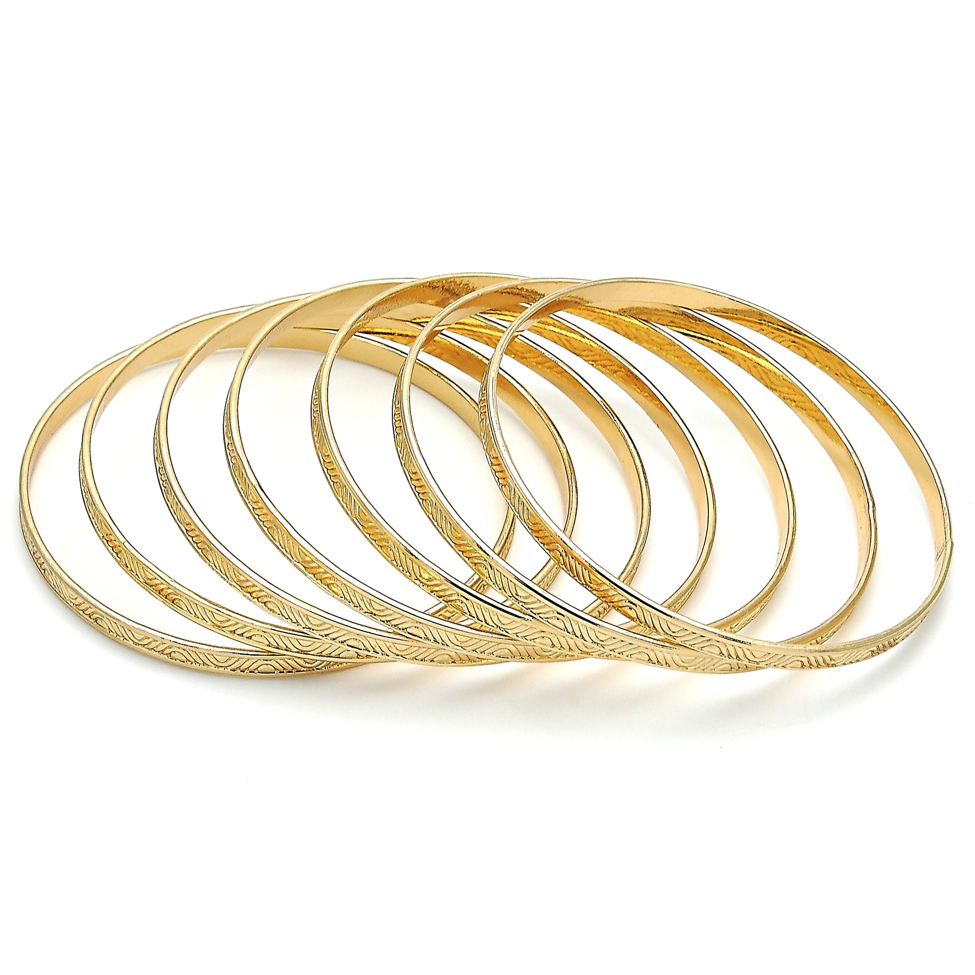 Oro Laminado Semanario Bangle, Gold Filled Style Polished, Golden Finish