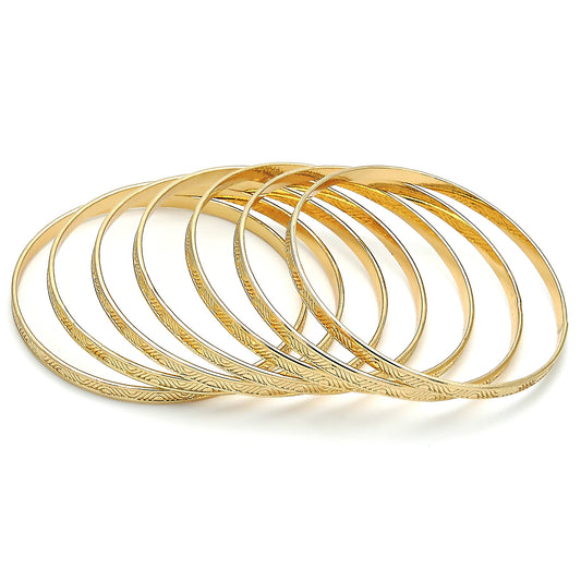Oro Laminado Semanario Bangle, Gold Filled Style Polished, Golden Finish