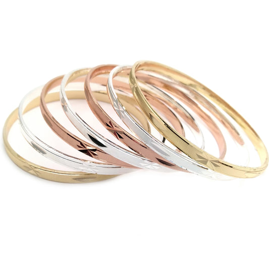 Gold Plated Gold Filled Oro Laminado Gold Plated Semanario Bangle, Diamond Cutting 