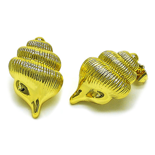 Oro Laminado Stud Earring, Gold Filled Style Snail Design, Polished, Golden Finish