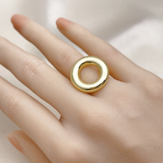 Oro Laminado Elegant Ring, Gold Filled Style Chunky Design, Polished, Golden Finish