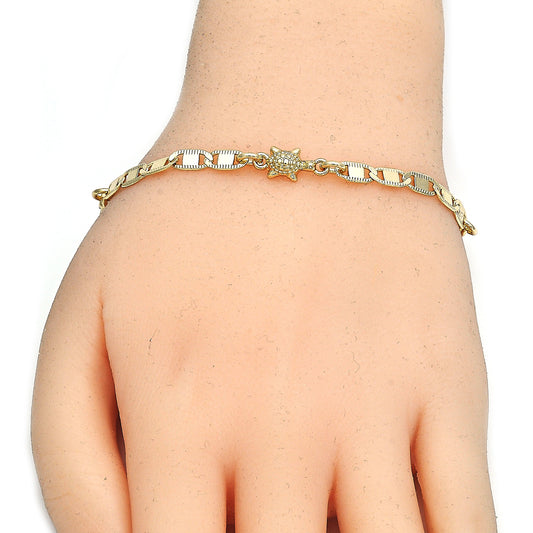 Oro Laminado Fancy Bracelet, Gold Filled Style Turtle Design, Polished, Golden Finish