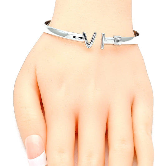 Rhodium Plated Individual Bangle, Polished, Rhodium Finish