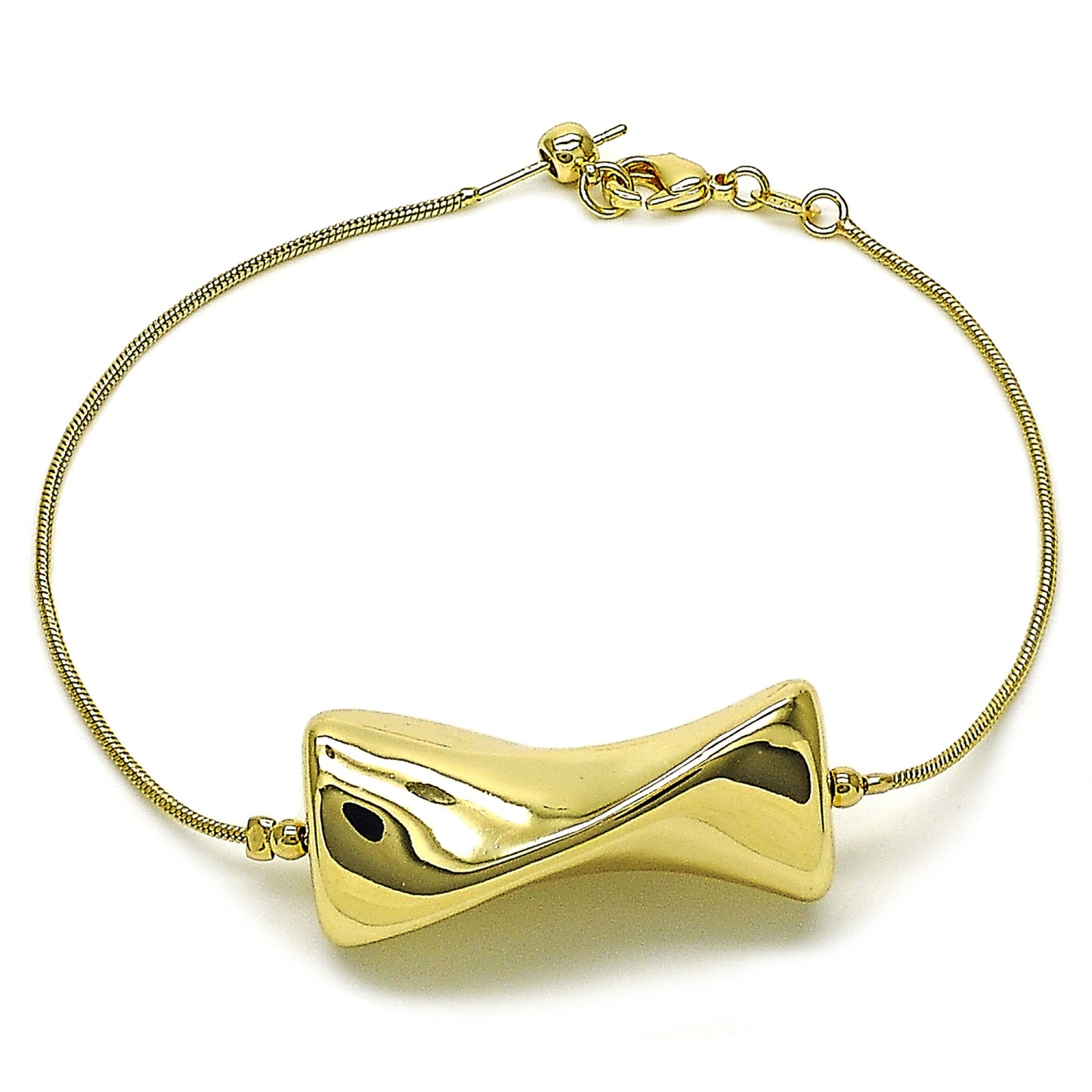 Gold Plated Gold Filled Oro Laminado Oro Laminado Fancy Bracelet, Gold Filled Style Rat Tail Design, Polished, Golden 