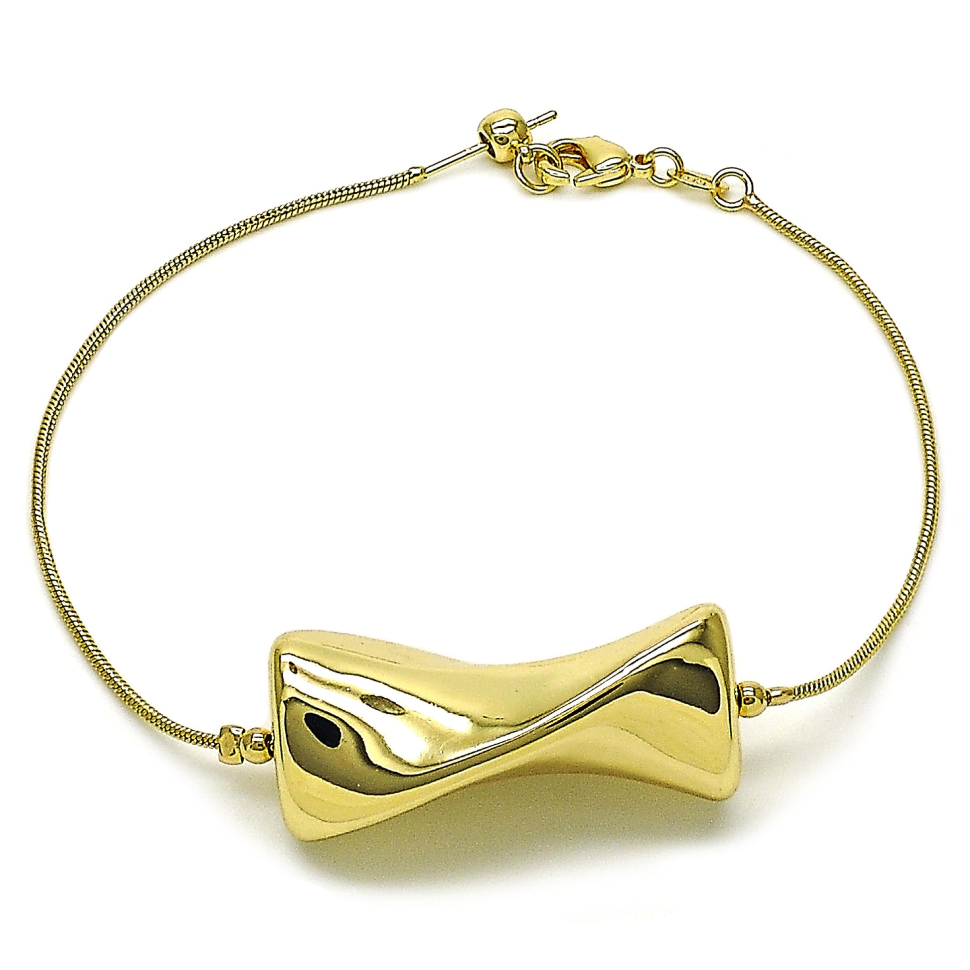 Gold Plated Gold Filled Oro Laminado Oro Laminado Fancy Bracelet, Gold Filled Style Rat Tail Design, Polished, Golden 