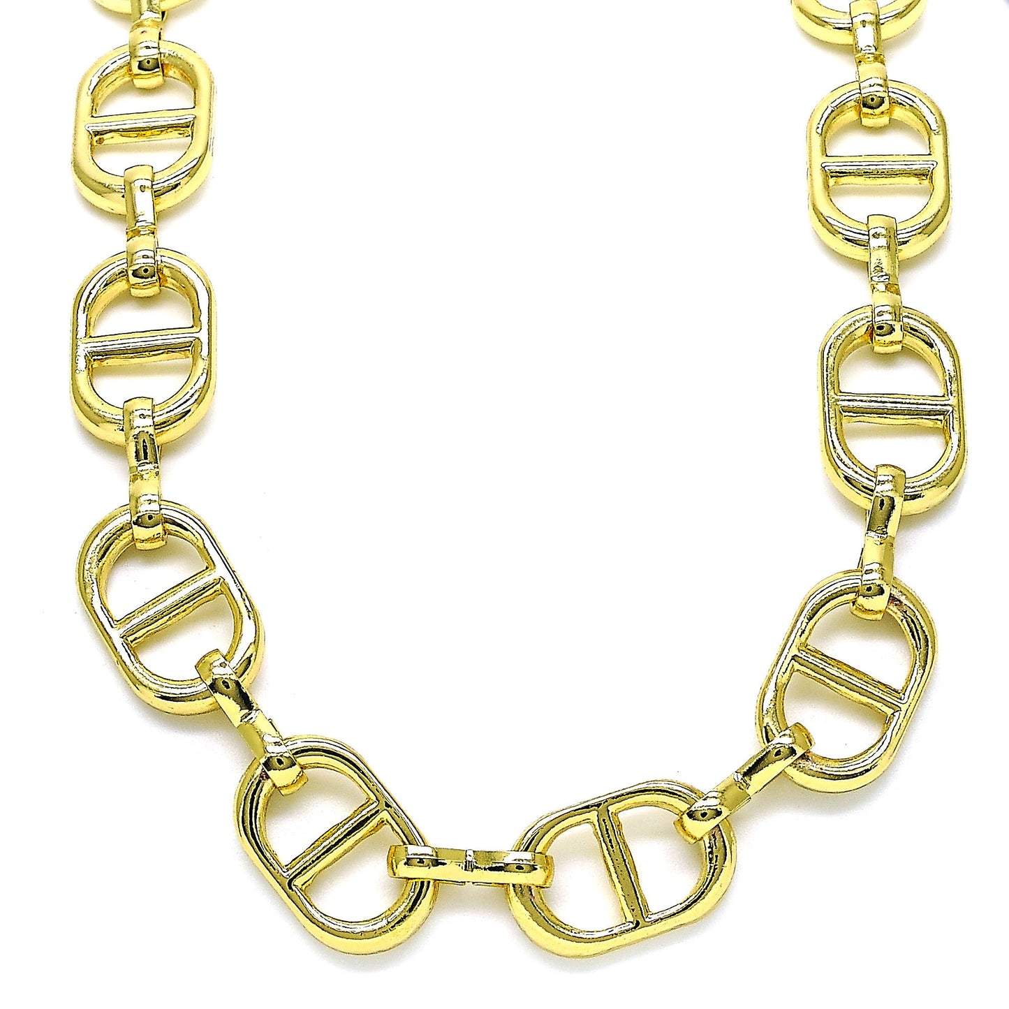 Oro Laminado Basic Necklace, Gold Filled Style Chunky Design, Polished, Golden Finish