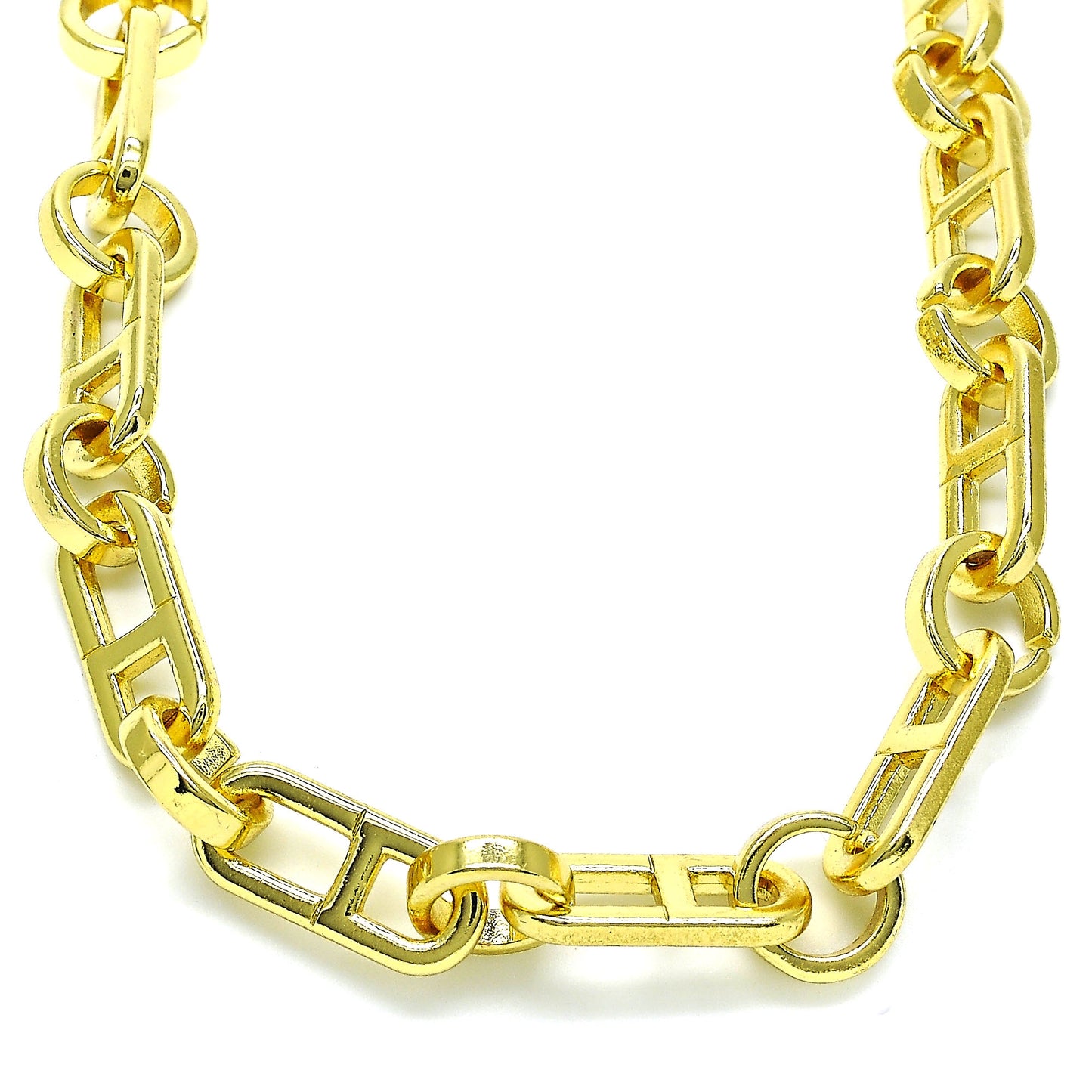 Oro Laminado Basic Necklace, Gold Filled Style Chunky Design, Polished, Golden Finish