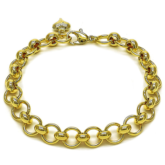 Gold Plated Gold Filled Oro Laminado Oro Laminado Fancy Bracelet, Gold Filled Style Heart Design, Polished, Golden 
