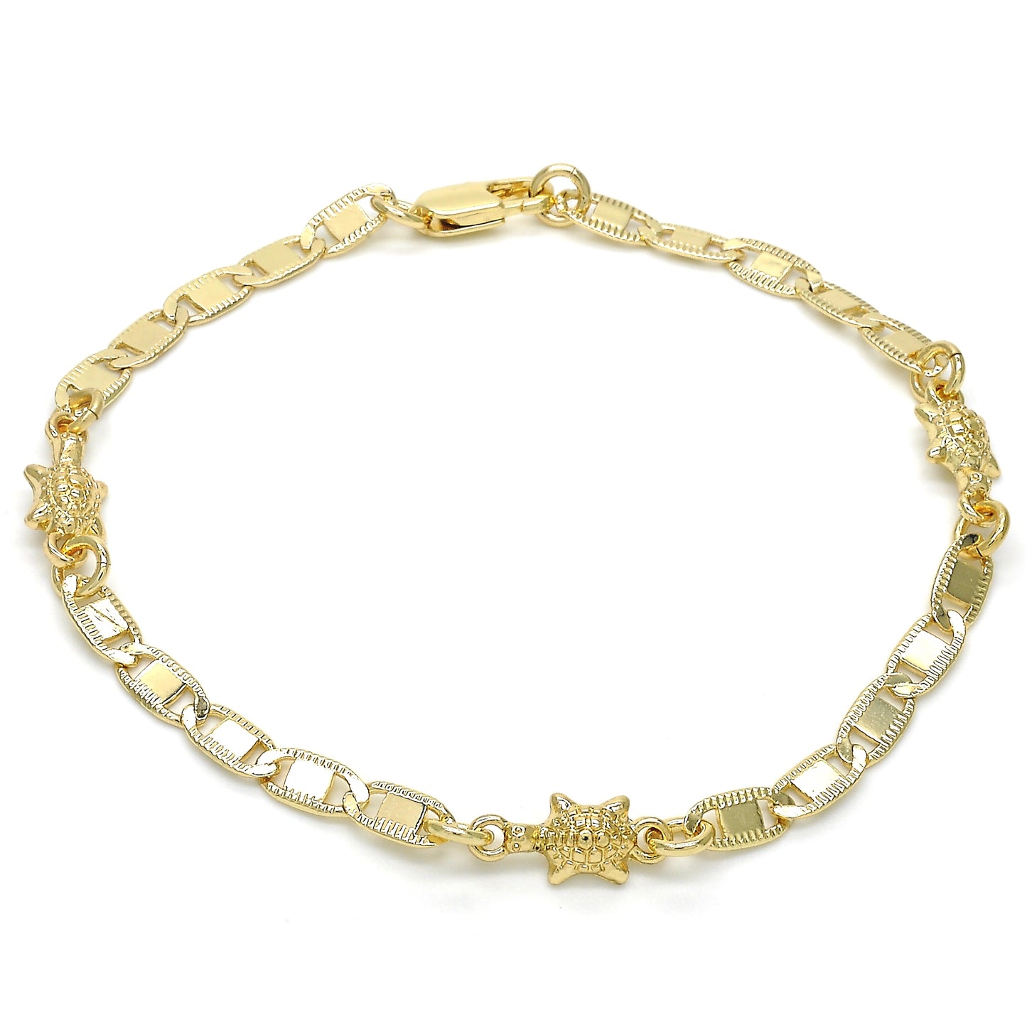 Oro Laminado Fancy Bracelet, Gold Filled Style Turtle Design, Polished, Golden Finish